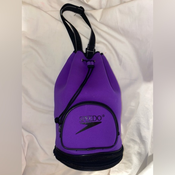 Vintage 90s Speedo Neoprene Wet Sling Backpack Expandable Bag - Picture 12 of 15